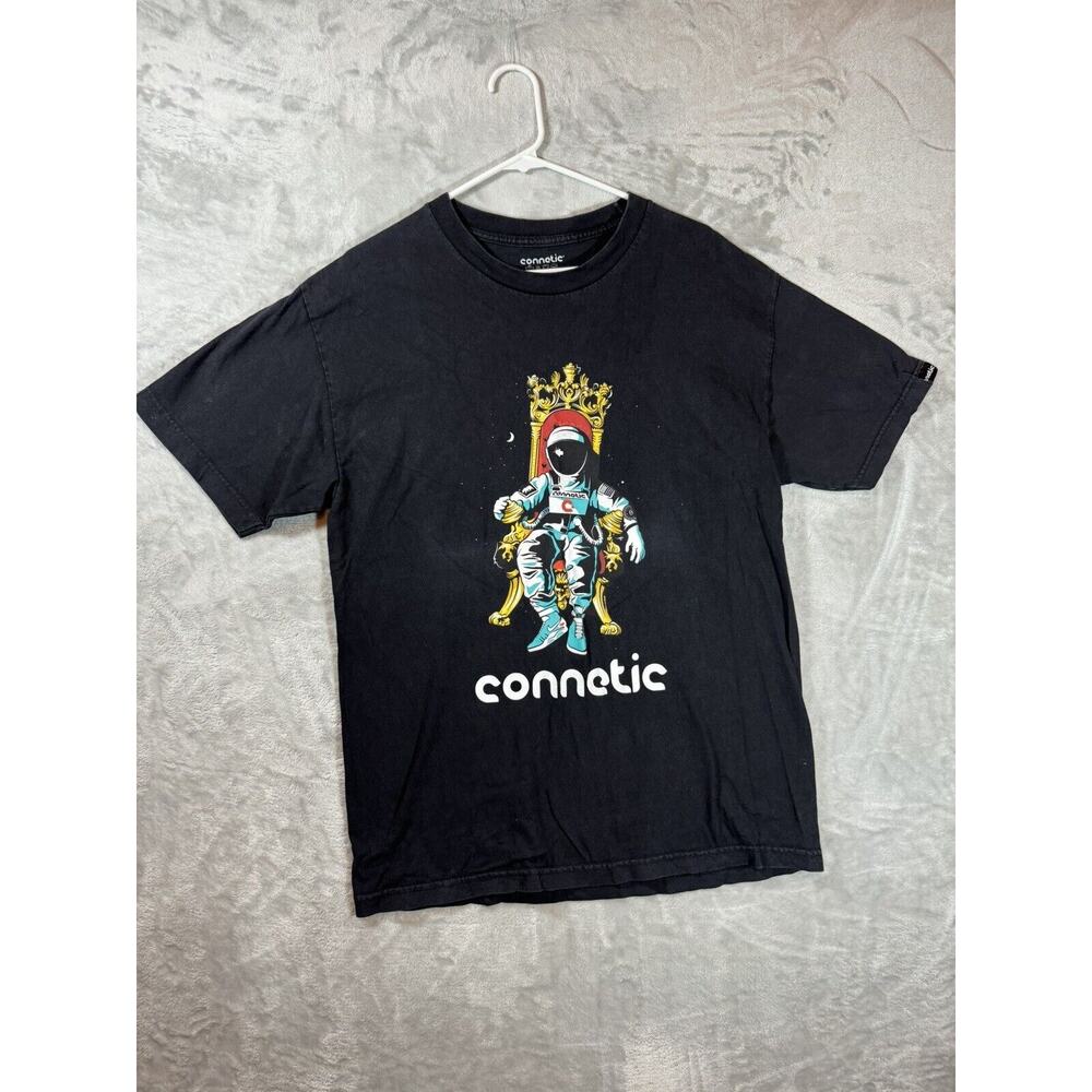 Connetic Space Man Shirt Adult Large Black Astronaut Cotton Crew Neck